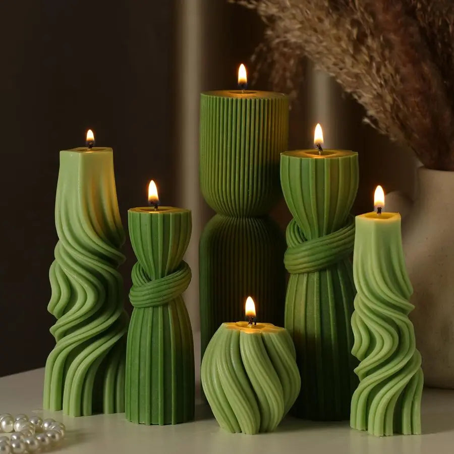 Green Soy Wax Pillar Candles