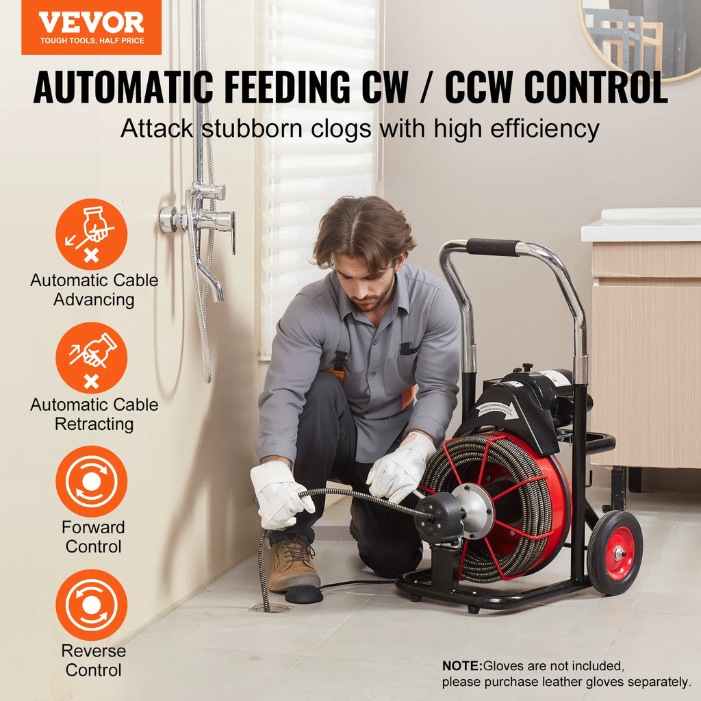 SucceBuy Drain Cleaner Machine 100FT Auto feed