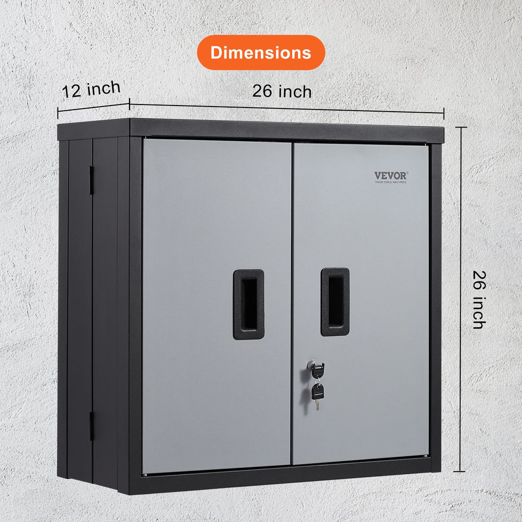SucceBuy Foldable Wall Cabinet Metal Garage Locker Mounted Tool Chest Adjustable Shelf Magnetic Door for Warehouse Office Home