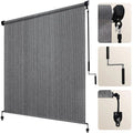 Patio Shades Roll Up Outdoor Roller Shade 8Wx8H, Cordless Exterior Roller Blinds Cloth for Porch Pergola Gazebo, Gray