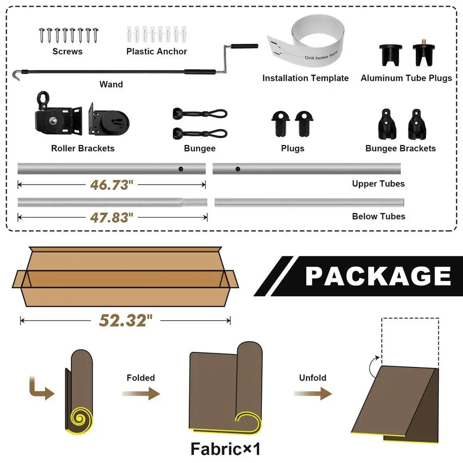 Patio Shades Roll Up Outdoor Roller Shade 8Wx8H, Cordless Exterior Roller Blinds Cloth for Porch Pergola Gazebo, Gray