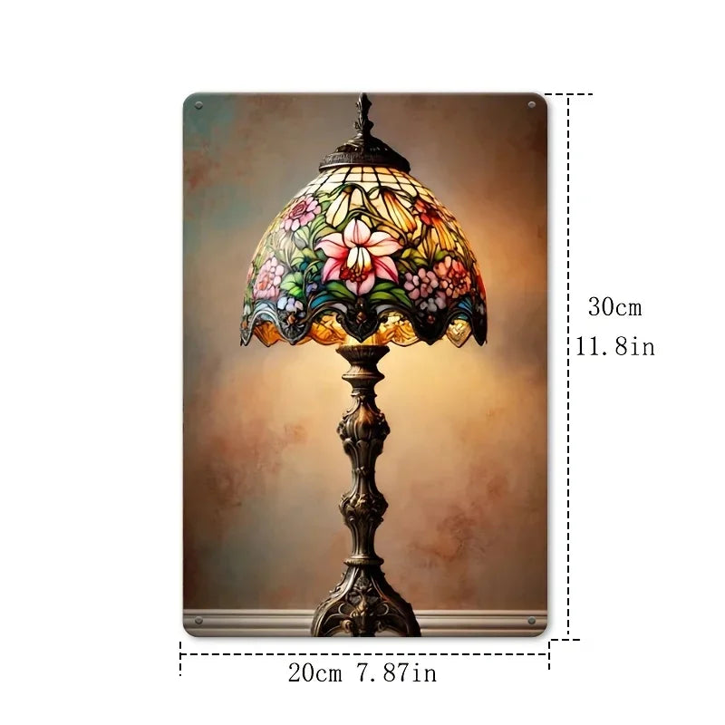 Elegant Vintage Floral Glass Table Lamp