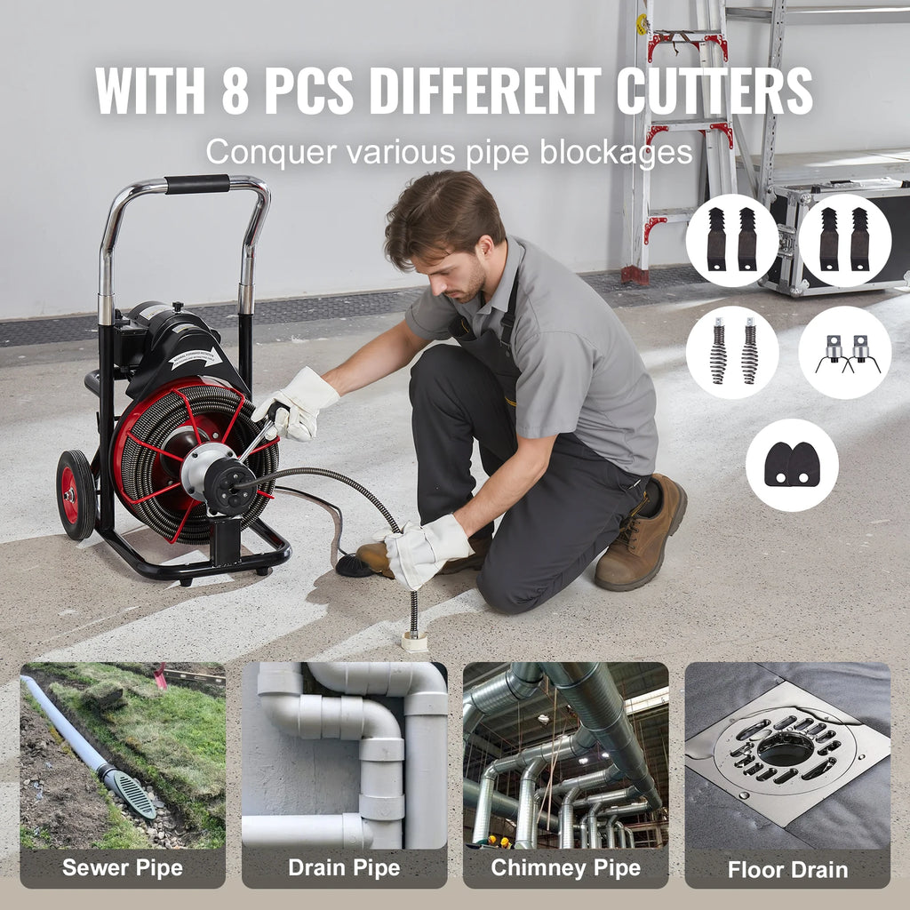 SucceBuy Drain Cleaner Machine 100FT Auto feed