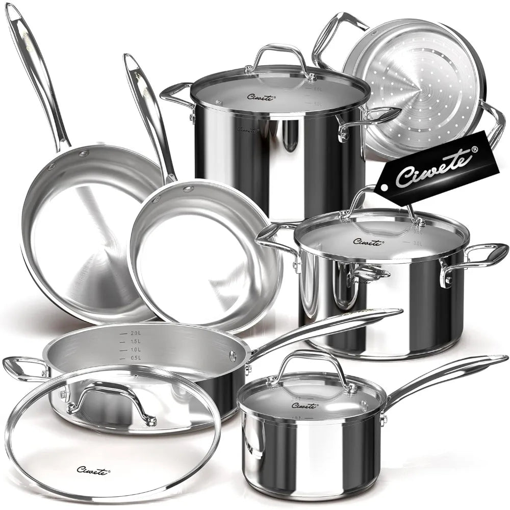 11-PC Stainless Steel Induction Cookware Set