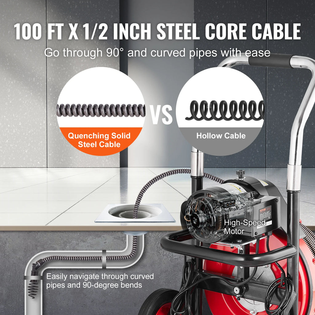 SucceBuy Drain Cleaner Machine 100FT Auto feed