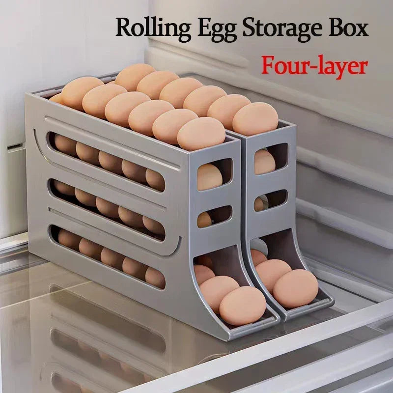 4 Layers Automatic Rolling Egg Holder Kitchen Refrigerator