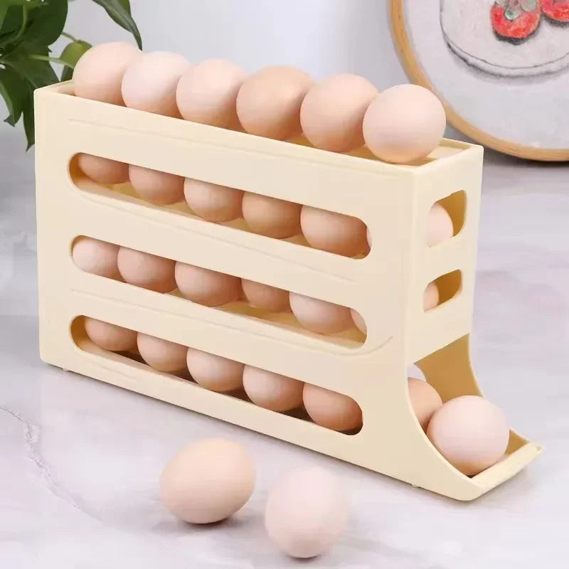 4 Layers Automatic Rolling Egg Holder Kitchen Refrigerator