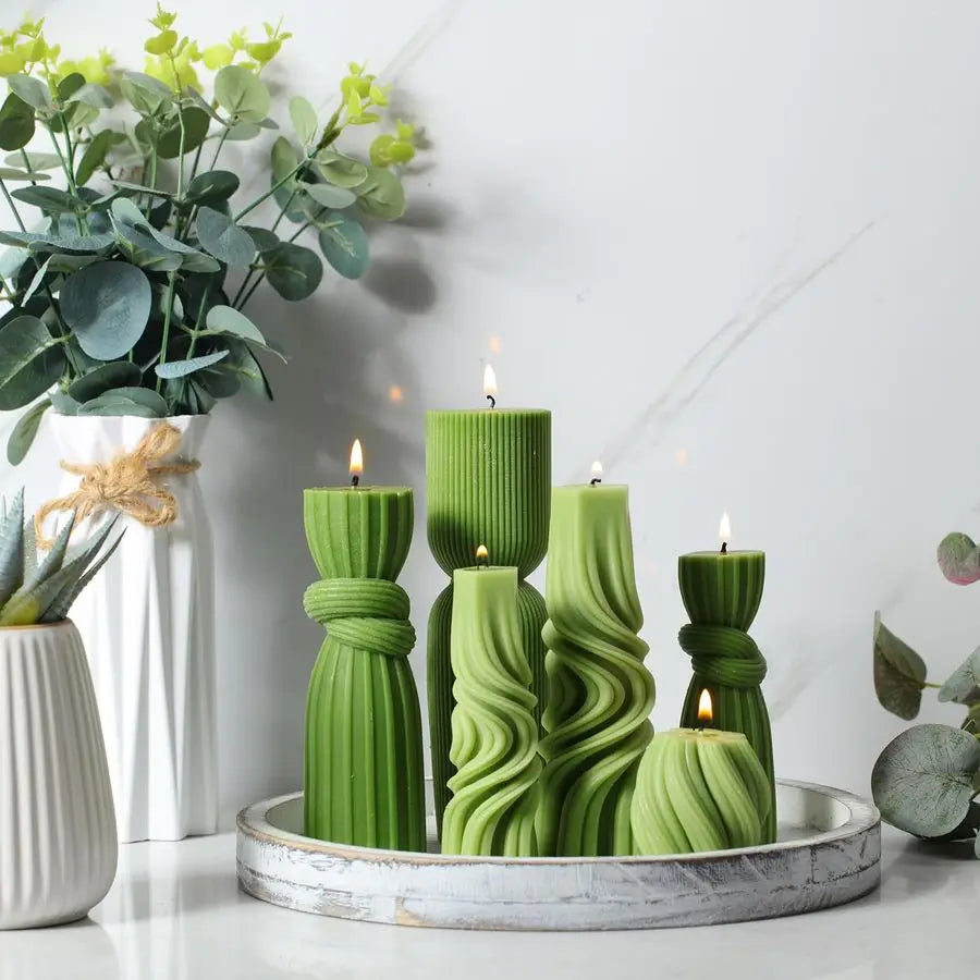 Green Soy Wax Pillar Candles