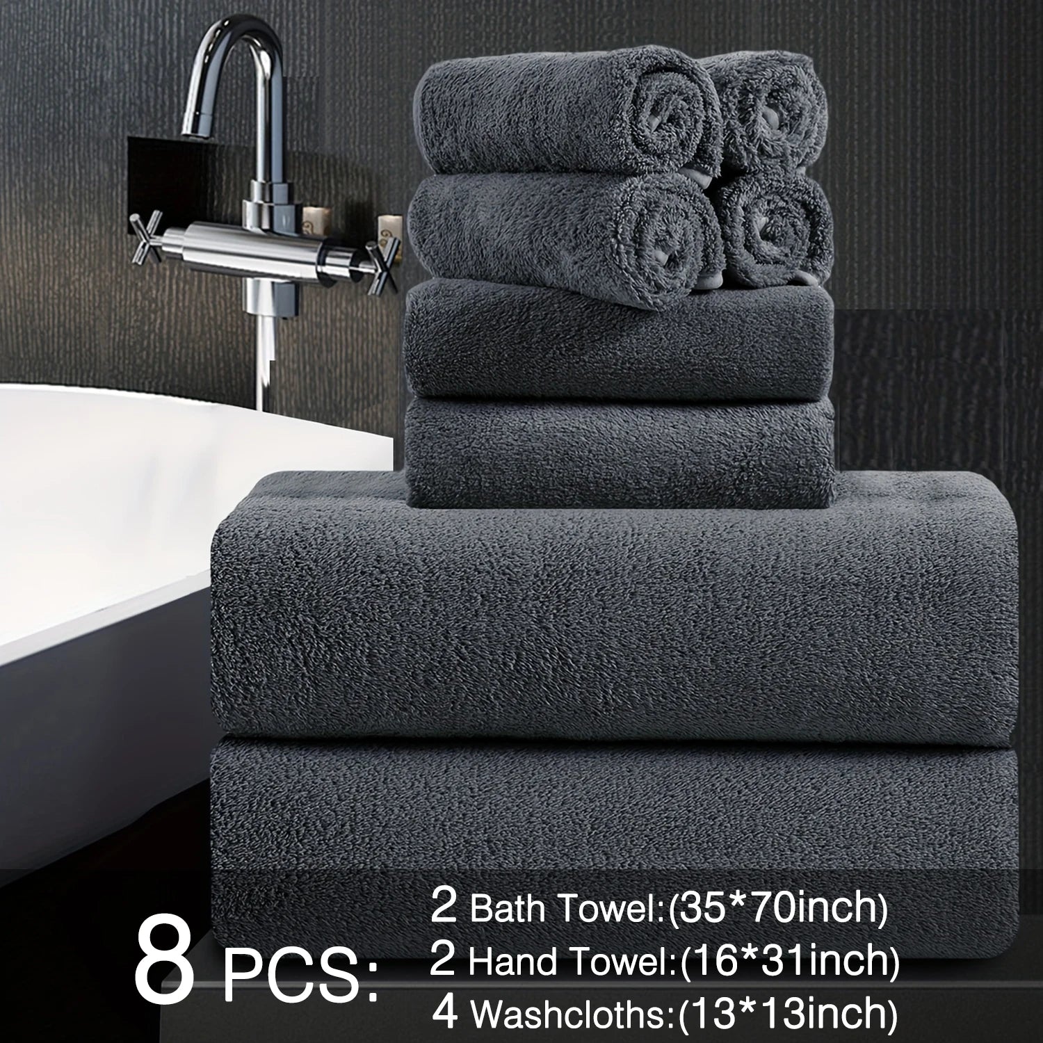 8pcs Oversized Bath Towels Set 35" x 70"