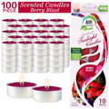 Air Fusion 100 Count Tea Lights Candles Burgundy Berry Blast Scented 2.5 Hours Smoke-free Drip-free And Long-lasting Aromatherap