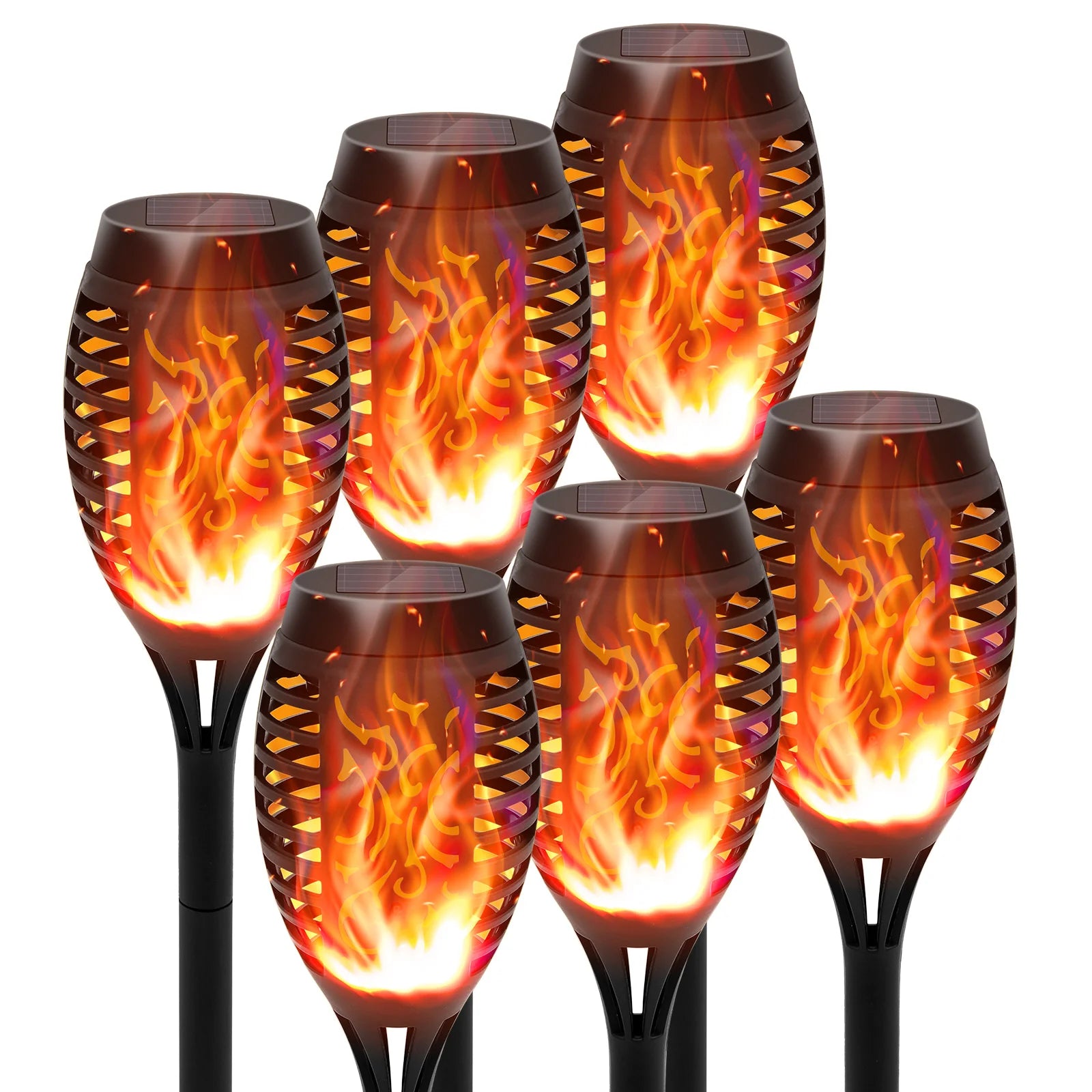 4/6/8/12Pcs Solar Flame Torch Light LED Flickering Outdoor Decoration Powered For Lawn Path Yard Patio Floor Night Lamp