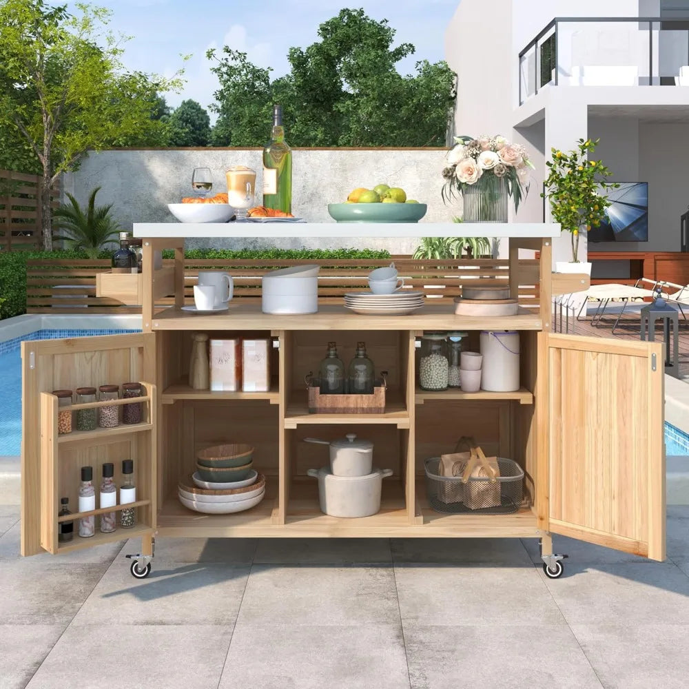Grill Cart with Stainless Steel Tabletop