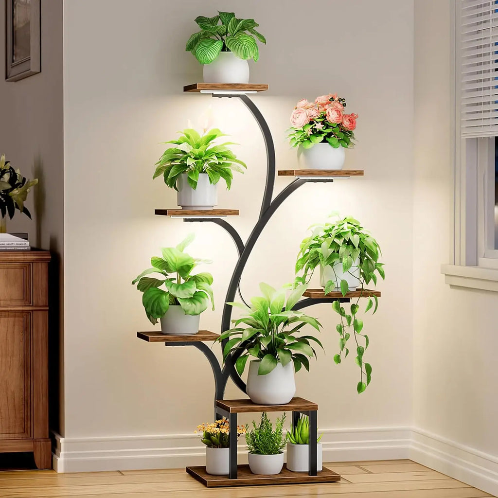 7-Tier Indoor Plant Stand with Grow Lights