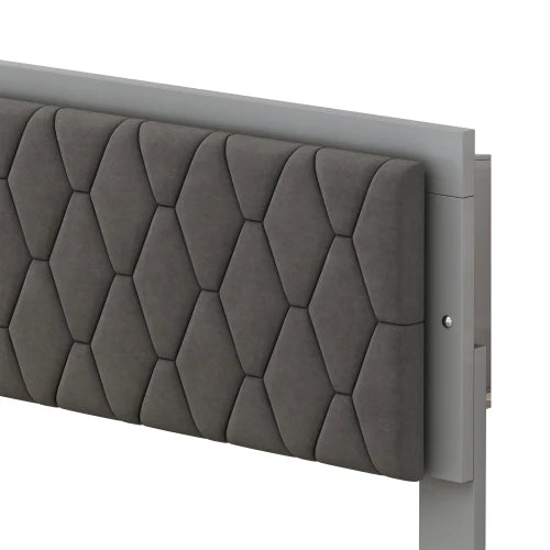 4-Pieces Queen Size Upholstered Bed Bedroom Set with LED Lights