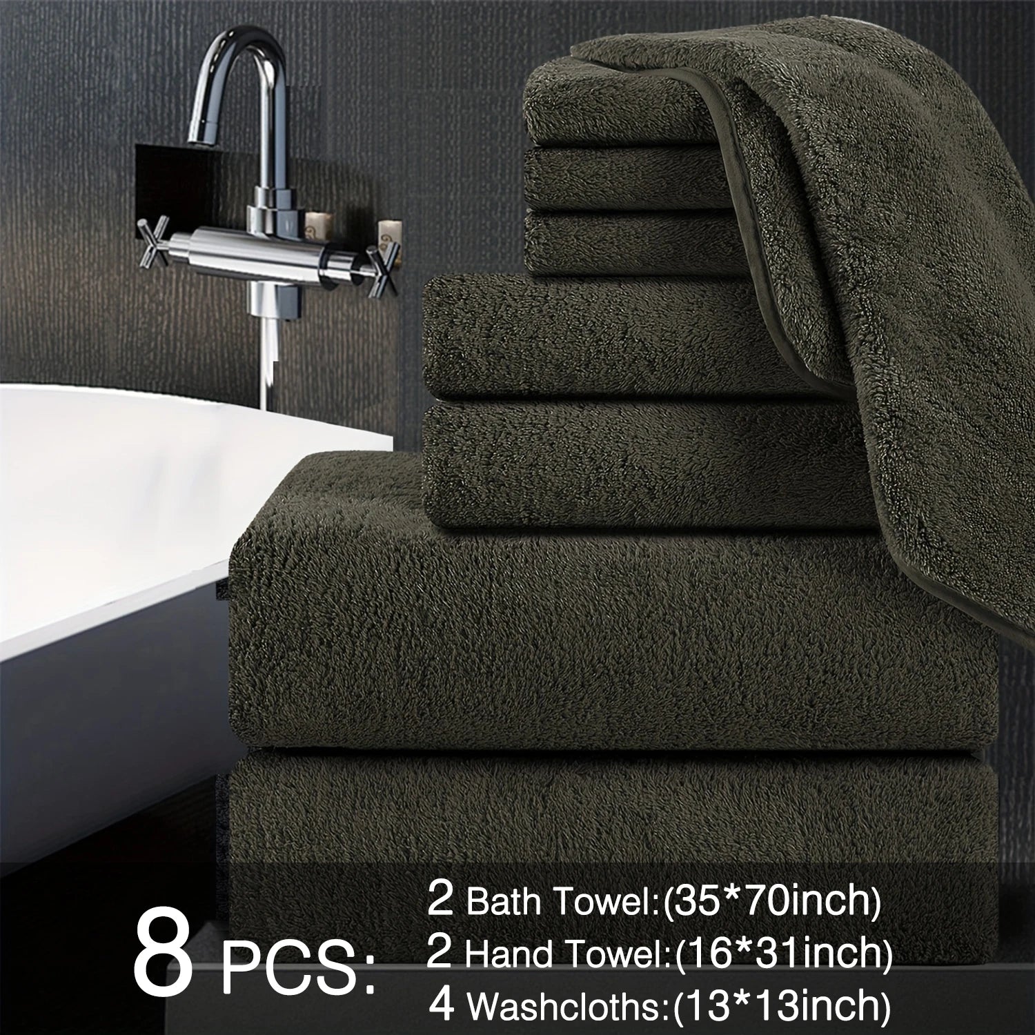 8pcs Oversized Bath Towels Set 35" x 70"