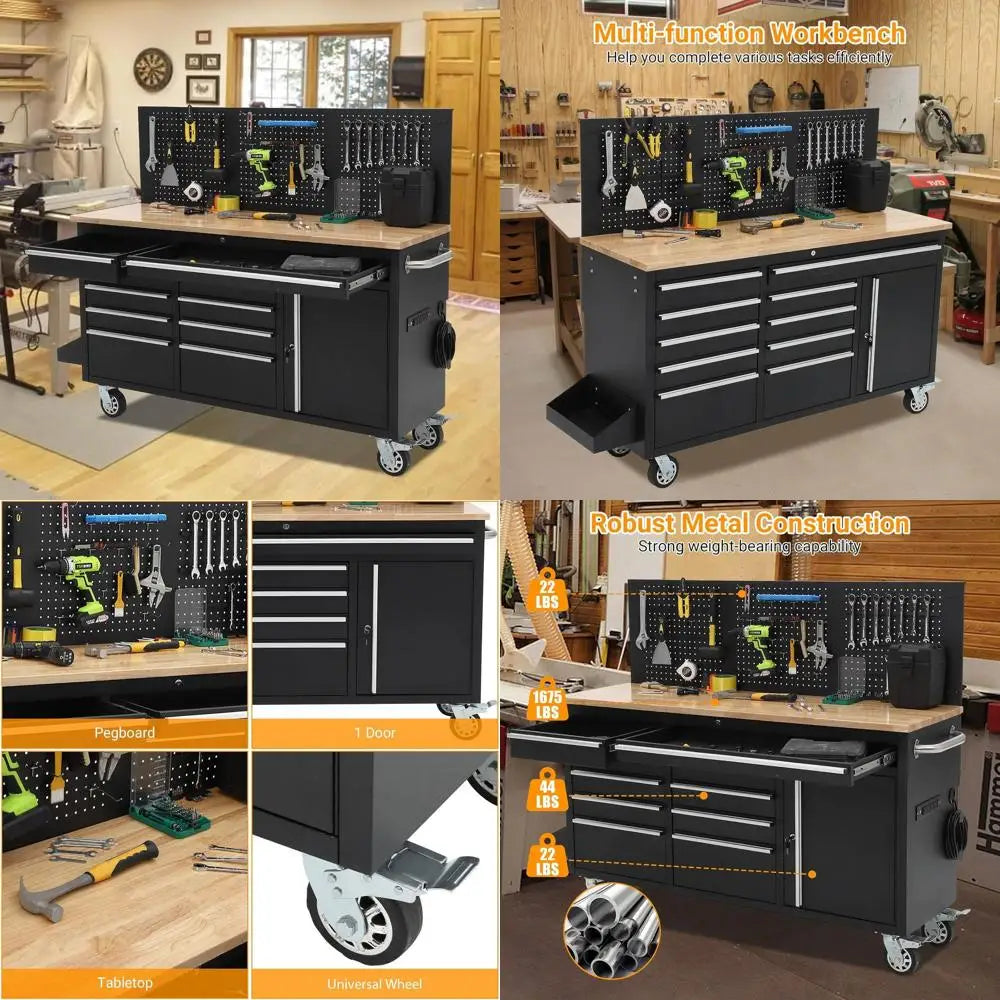 Heavy-Duty Rolling Tool Chest with Power Strip,, 1675 lbs Capacity