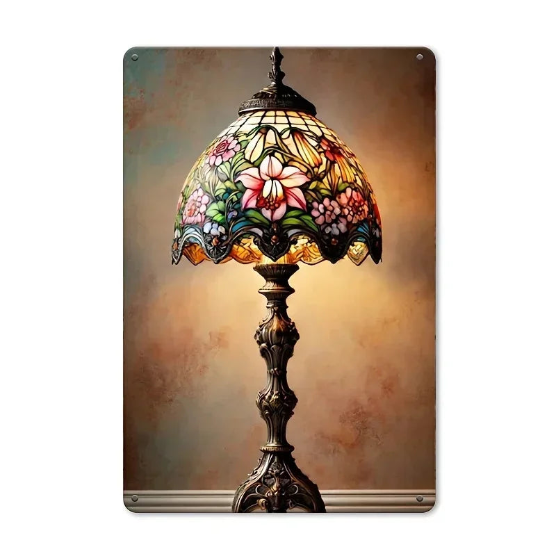 Elegant Vintage Floral Glass Table Lamp