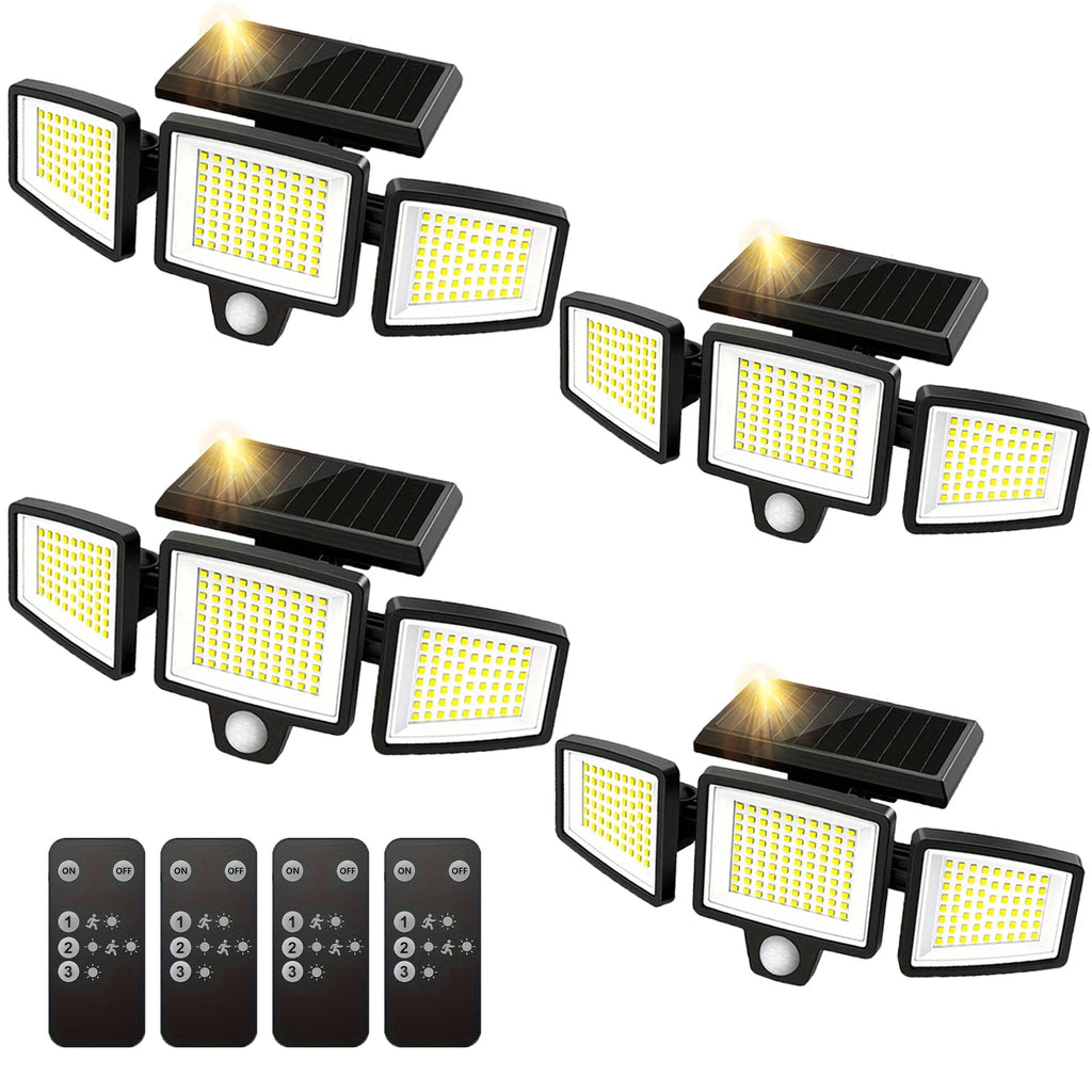 (1/2/3 Pack) 3-Head Solar Outdoor Light, Motion Sensor Security Light with Wireless Remote Control