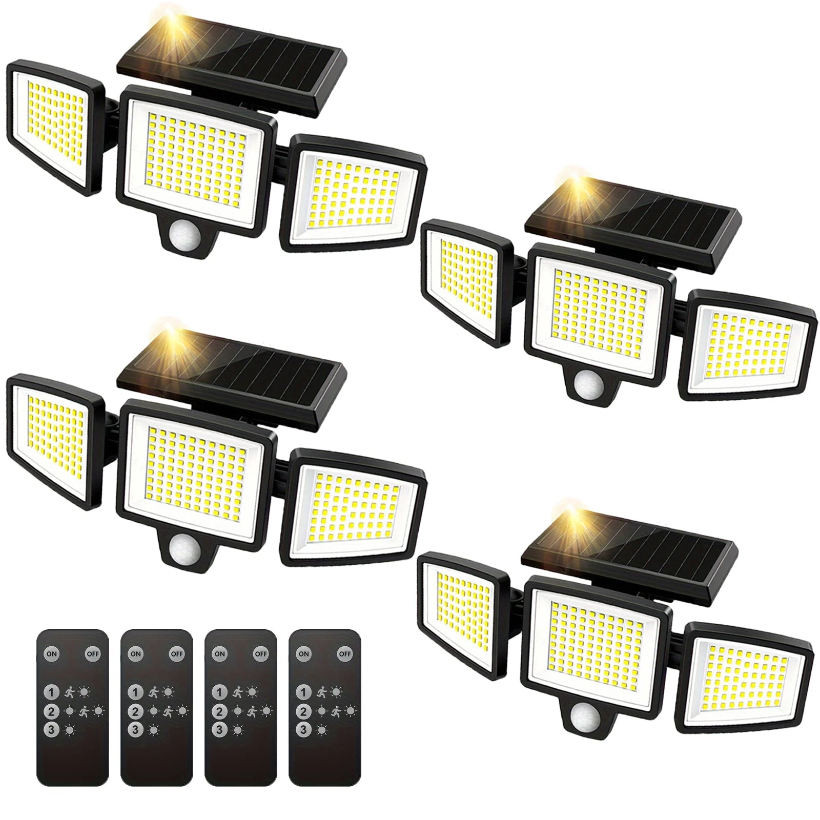 (1/2/3 Pack) 3-Head Solar Outdoor Light, Motion Sensor Security Light with Wireless Remote Control