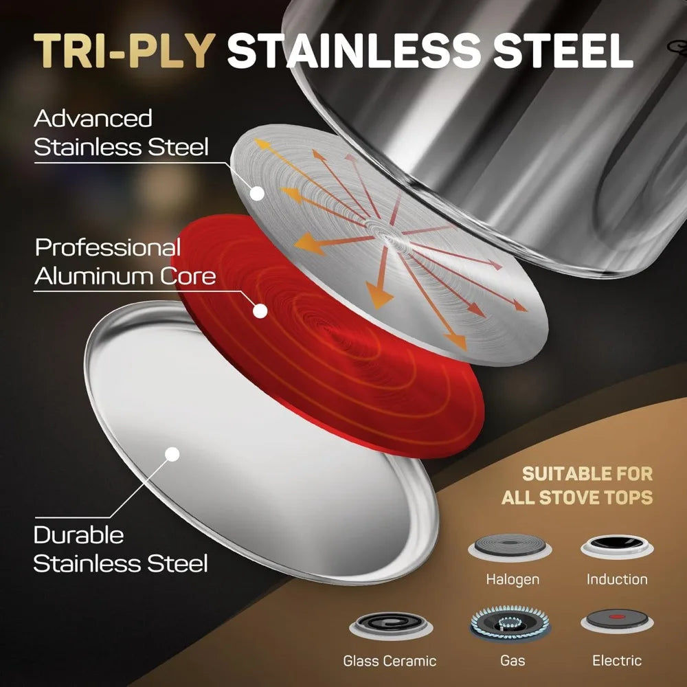 11-PC Stainless Steel Induction Cookware Set