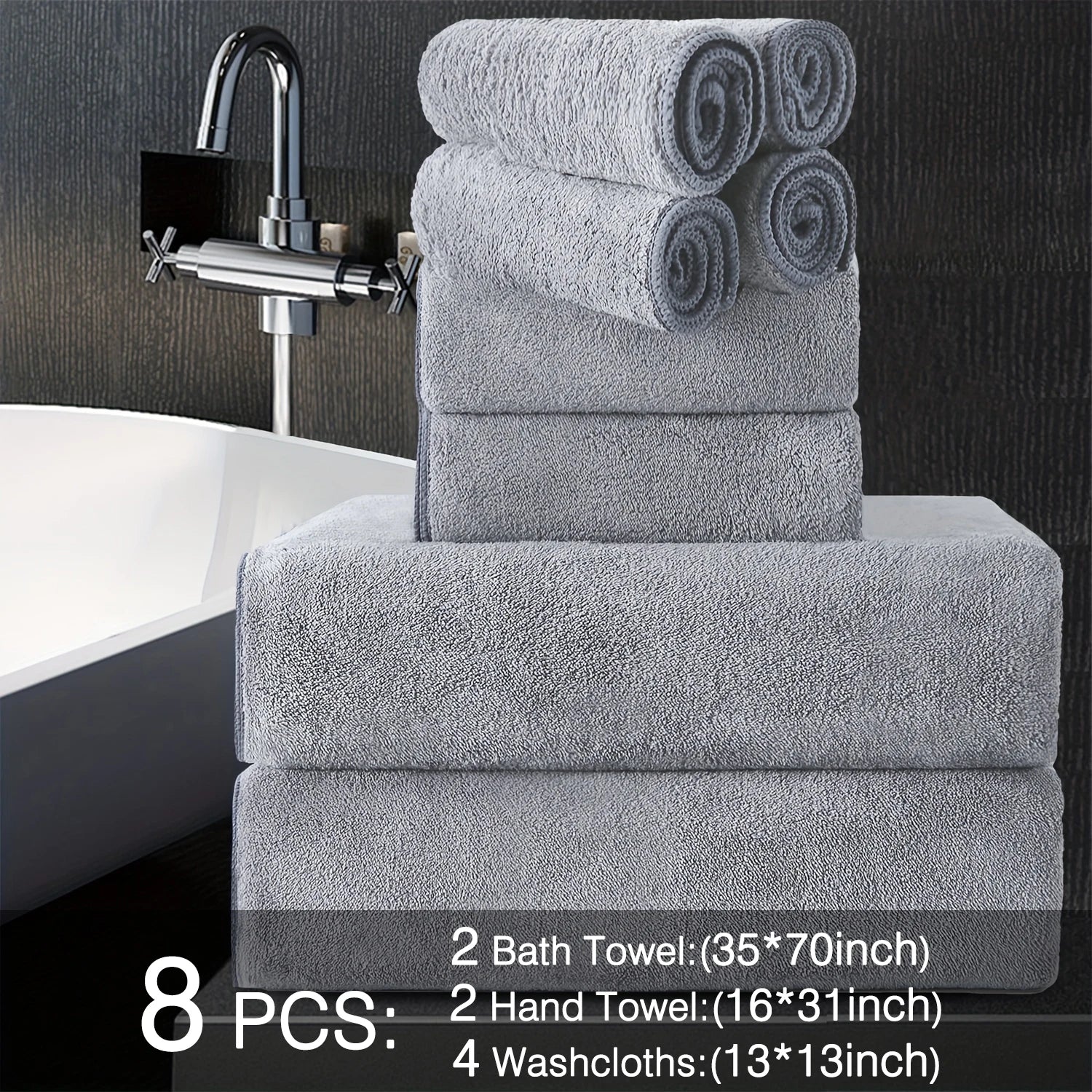 8pcs Oversized Bath Towels Set 35" x 70"