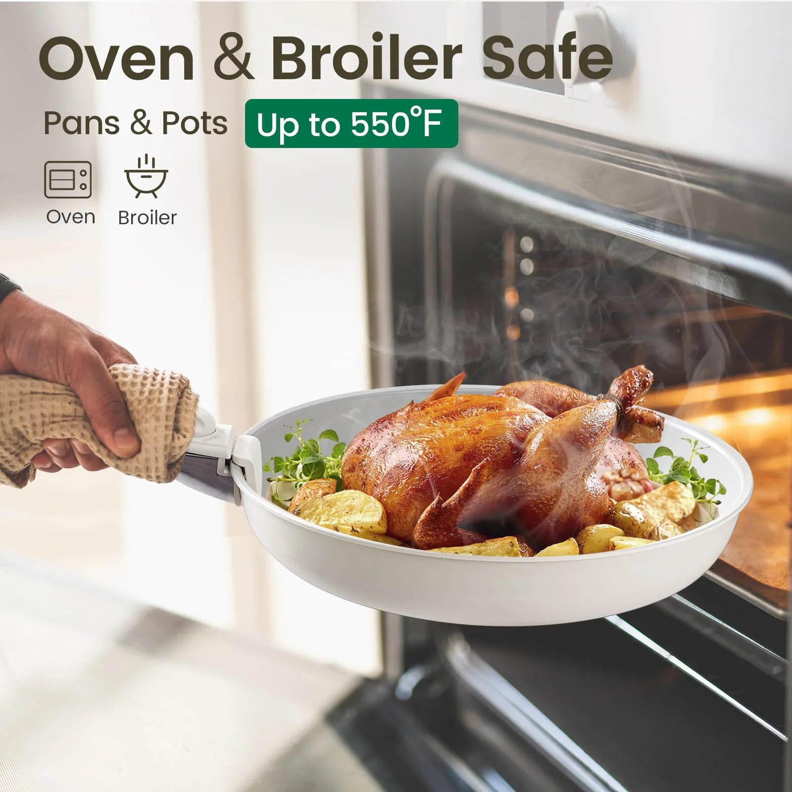 Nonstick Cookware Set Detachable Handle, Oven Safe