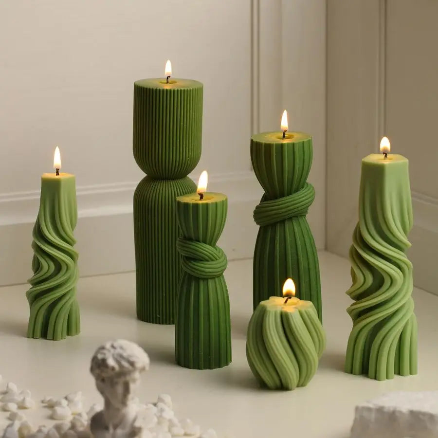 Green Soy Wax Pillar Candles