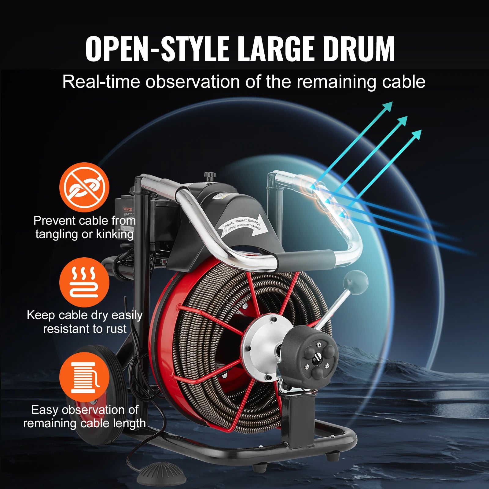 SucceBuy Drain Cleaner Machine 100FT Auto feed