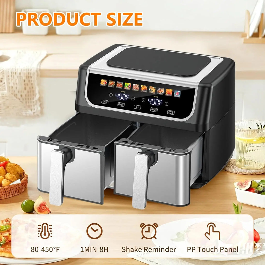 9.5 Quart Large Air Fryer with Double Basket