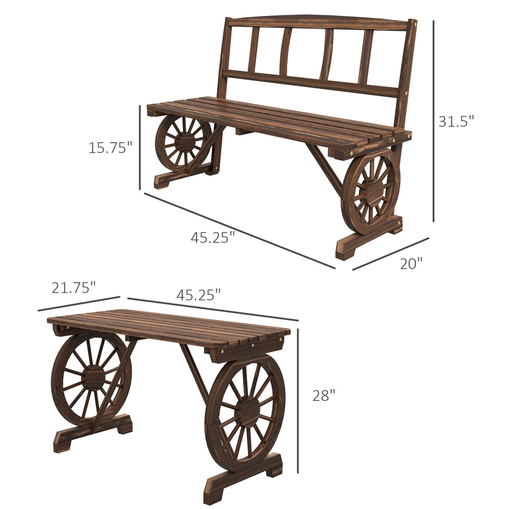 Patio Dining Set for 4 People W/ Carriage Wheels Design
