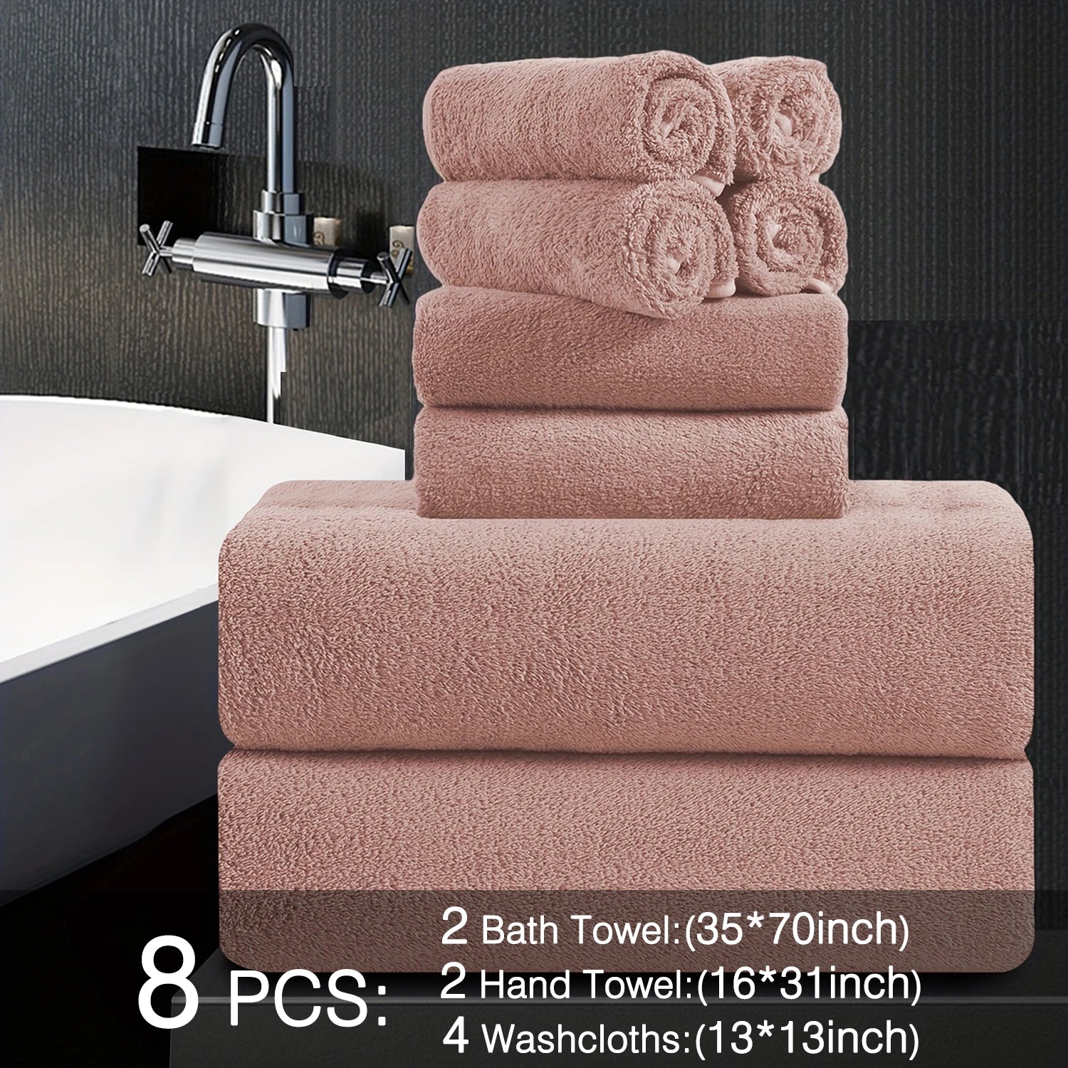 8pcs Oversized Bath Towels Set 35" x 70"