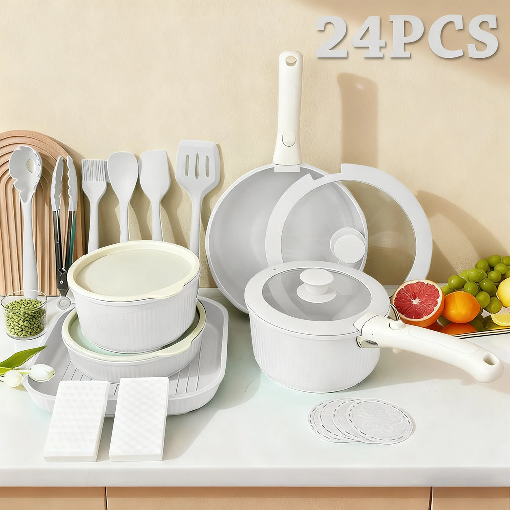 Nonstick Cookware Set Detachable Handle, Oven Safe