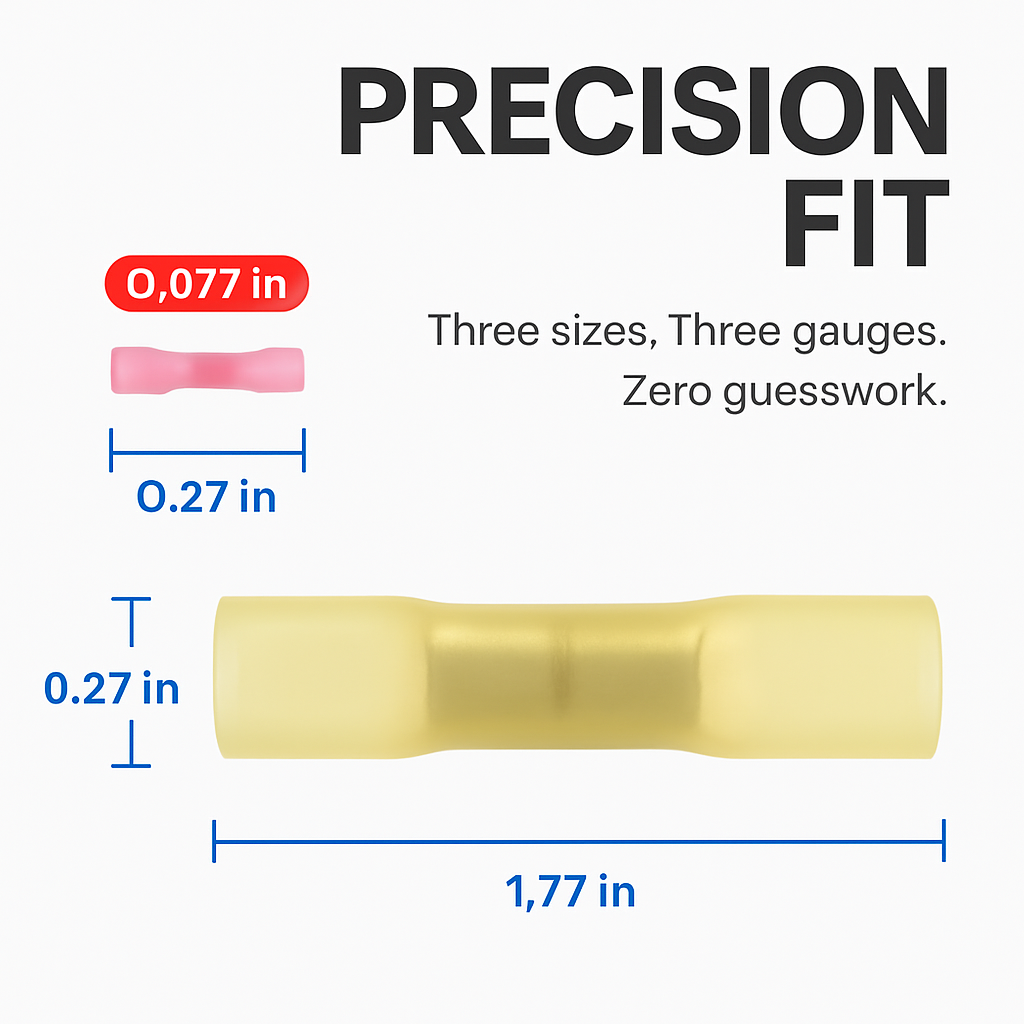 Heat Shrink Solder Seal Butt Connectors for Marine Use