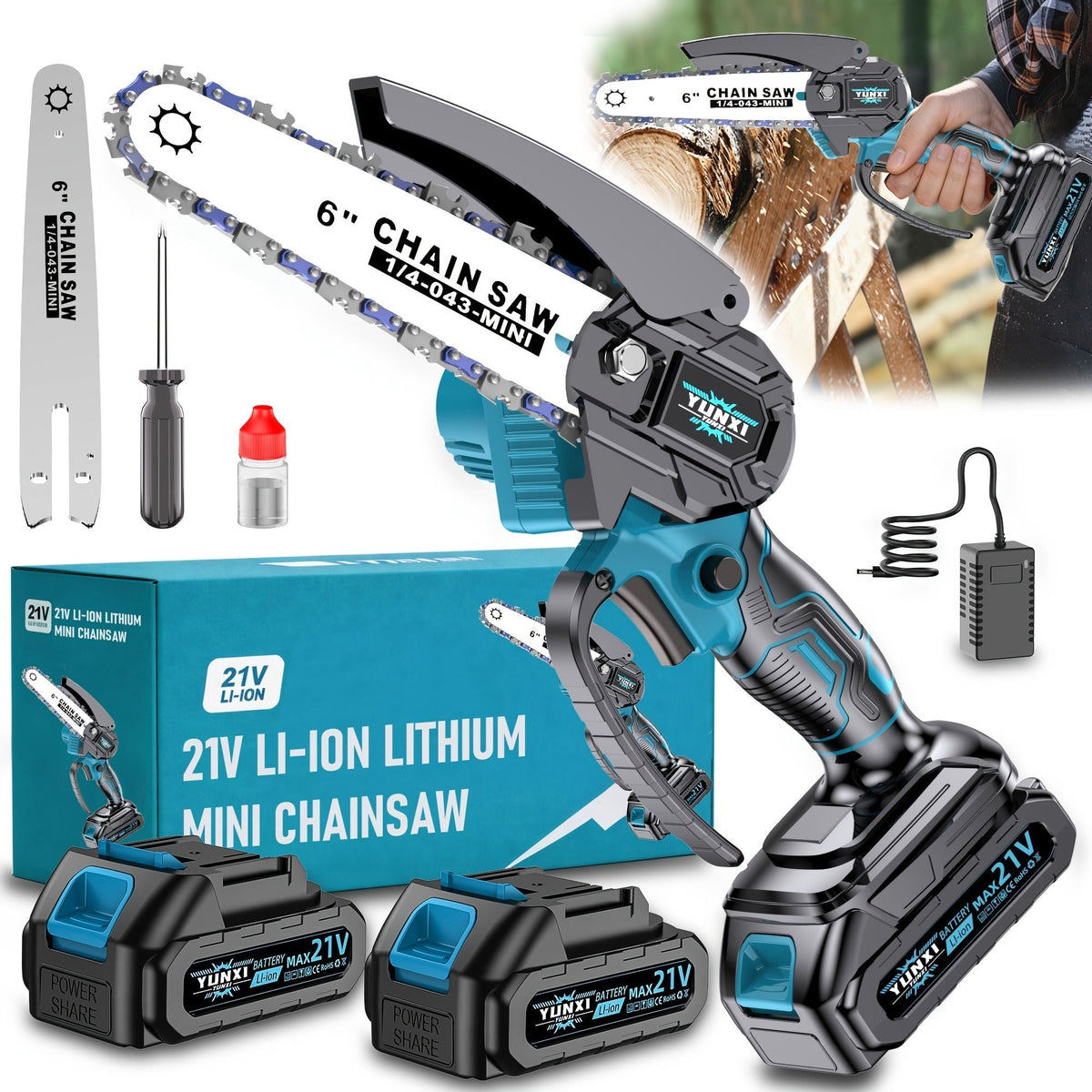 Mini Cordless Handheld Chainsaw with Safety Lock