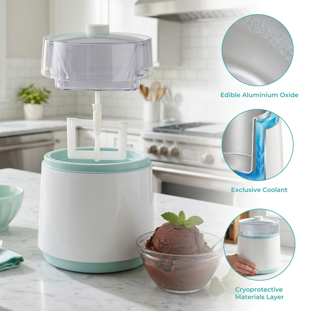 Stainless Steel Ice Cream Maker 0.8L