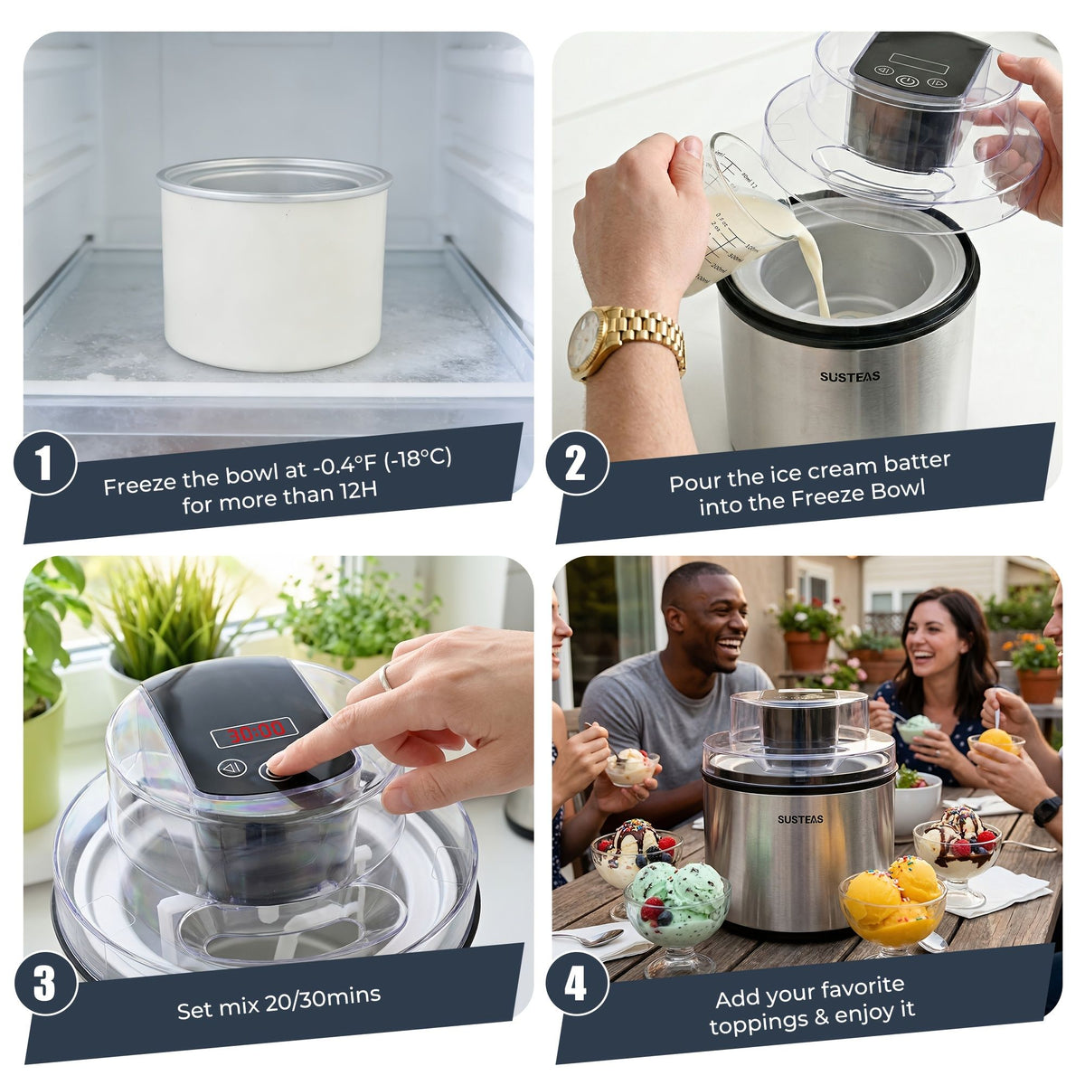 Stainless Steel Ice Cream Maker 0.8L