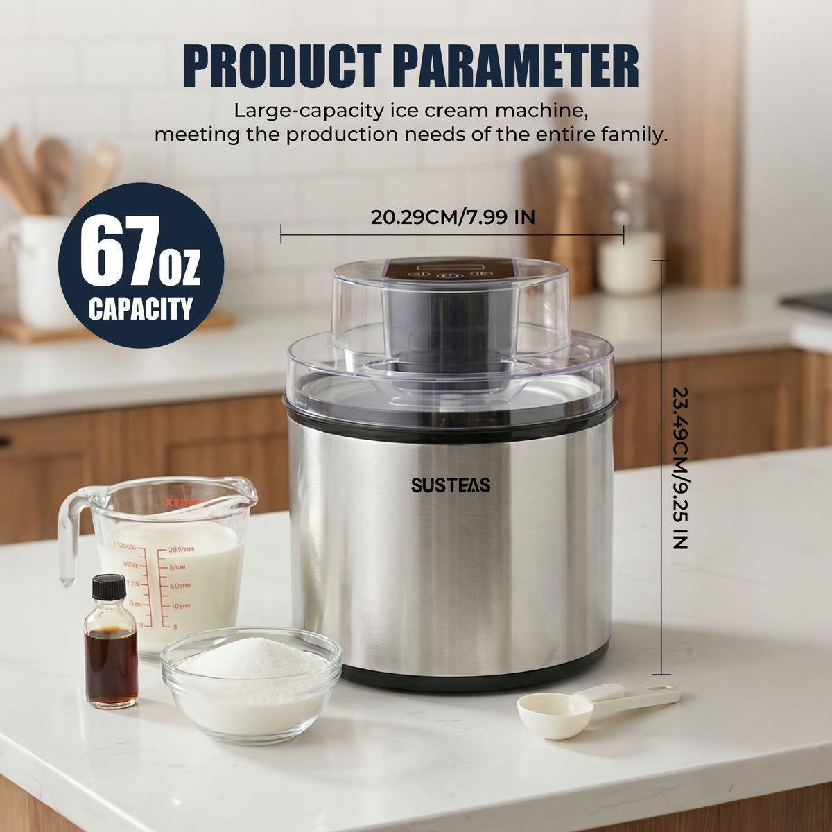 Stainless Steel Ice Cream Maker 0.8L