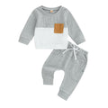 Pivanzore Waffle Knit Two-Piece Set for Newborn Boys | Gray | 0-6 Months - # BAAA51210080
